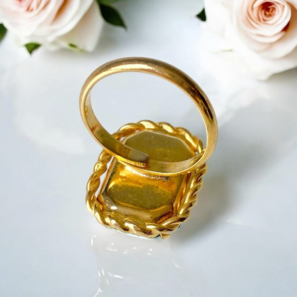 SOLD! Vintage 1940s Blue Pink Guilloche Ring, Adjustable Enamel Handpainted. - Picture 5 of 6